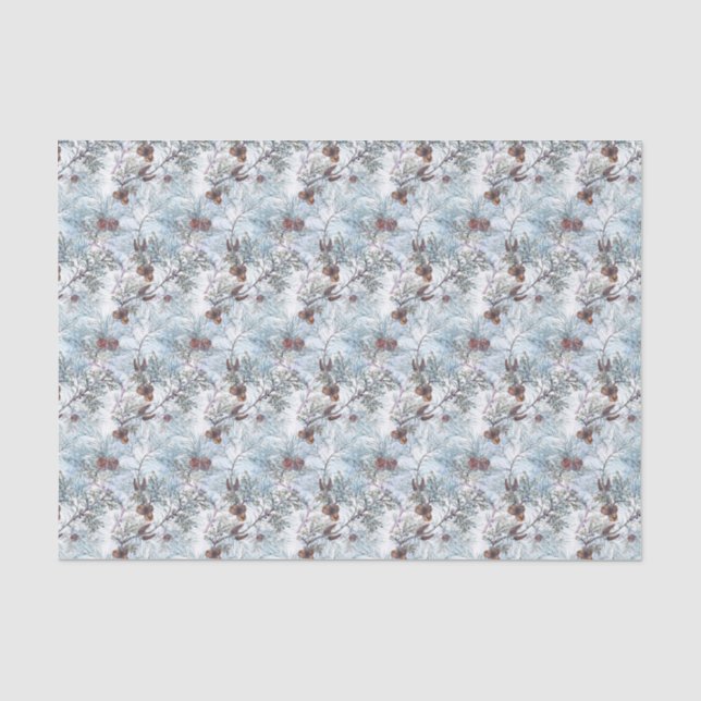Papier Mousseline Motif de fête de Noël | Pinecone (Recto)