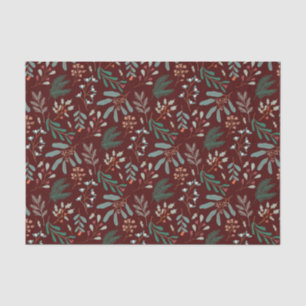 Papier Mousseline Motif de feuillage rouge rustique