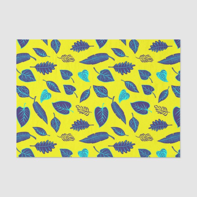 Papier Mousseline Motif de feuille tropicale jaune vif (Recto)