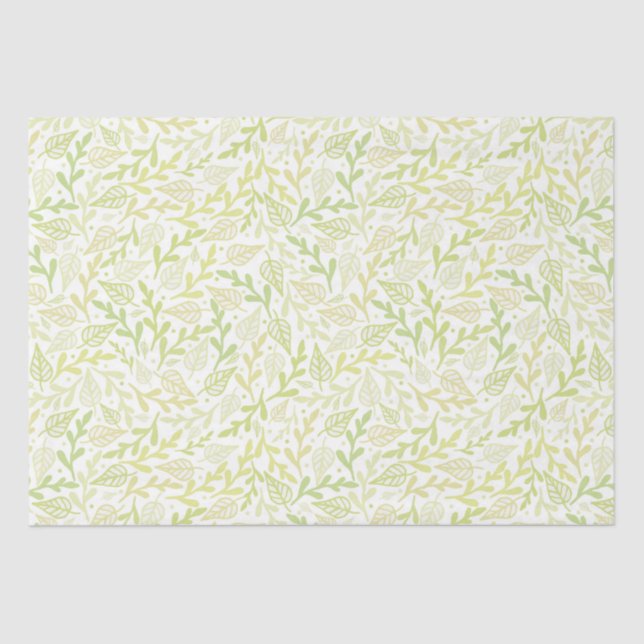 Papier Mousseline Motif de feuilles de printemps vert (Recto)