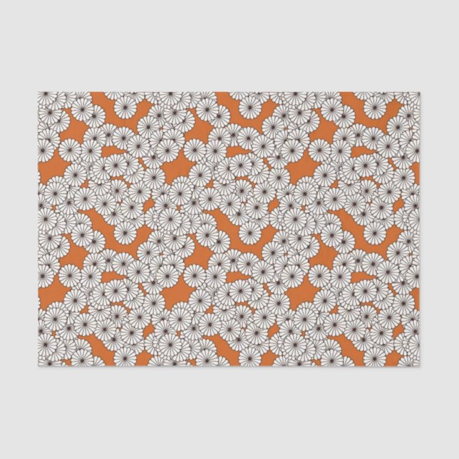 Papier Mousseline Motif de fleur d'art déco - crème sur la rouille (Recto)