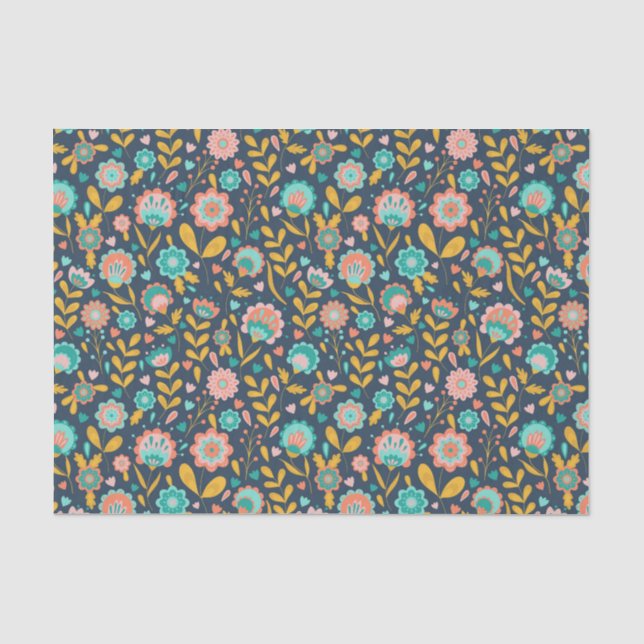 Papier Mousseline Motif de fleur d'art populaire (Recto)