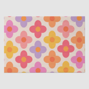 Papier Mousseline Motif de fleurs coloré rétro hippie Mod