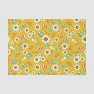 Papier Mousseline Motif de fleurs floral de jaune vintage de