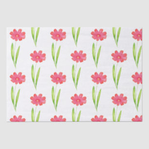 Papier Mousseline Motif de fleurs rouge, rose
