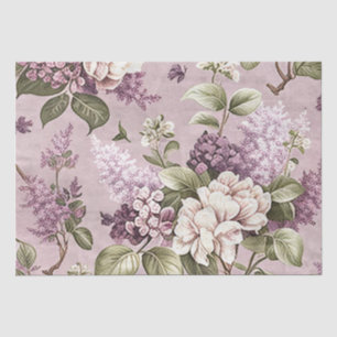 Papier Mousseline Motif de fleurs violettes Lilac Vintage Découpage