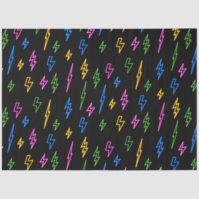 Papier Mousseline Motif de foudre Retro Neon des années 80 (Recto)