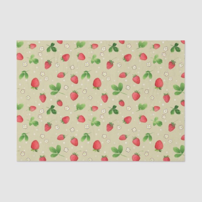 Papier Mousseline Motif de fraises d'aquarelle (Recto)