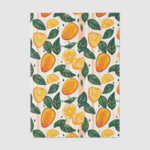 Papier Mousseline Motif de fruits d'agrumes avec Feuilles verts