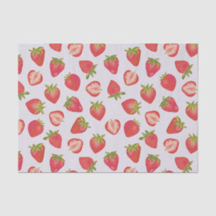 Papier Mousseline Motif de fruits d'été aux fraises roses