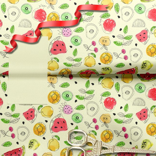 Papier Mousseline Motif de fruits d'été | jaune (Créateur téléchargé)