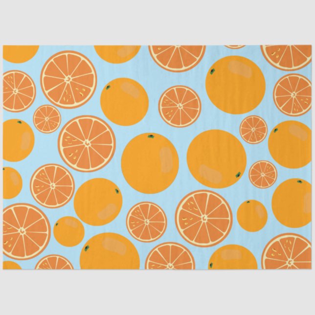 Papier Mousseline Motif de fruits orange (Recto)