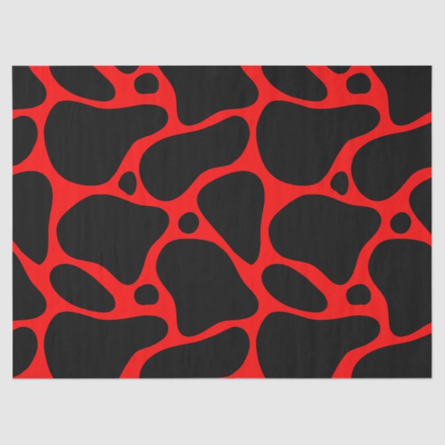 Papier Mousseline Motif de girafe rouge et noire (Recto)