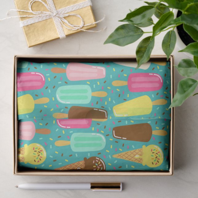Papier Mousseline Motif de glace coloré Été (Cadeau)