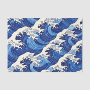 Papier Mousseline Motif de grande vague japonaise Océan 