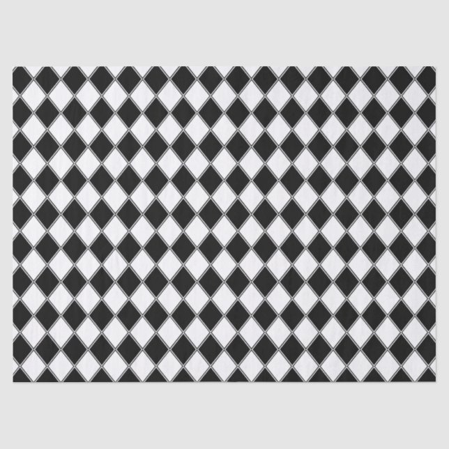 Papier Mousseline Motif de Jacquard Diamant noir et blanc (Recto)
