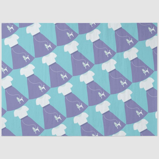 Papier Mousseline Motif de jupes de caniche bleu et blanc (Recto)