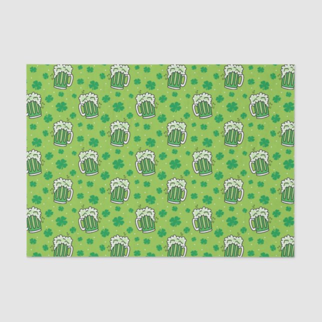 Papier Mousseline Motif de la bière verte de la Saint Patrick (Recto)