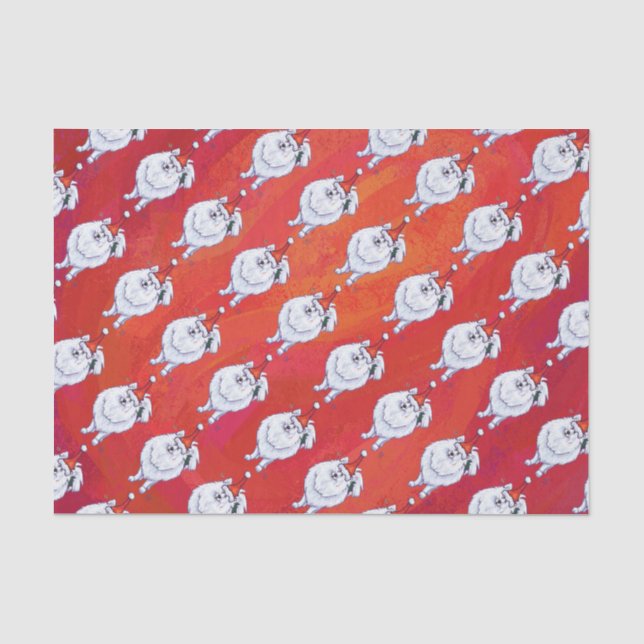 Papier Mousseline Motif de la Coupe Poméranienne Blanche Festive sur (Recto)
