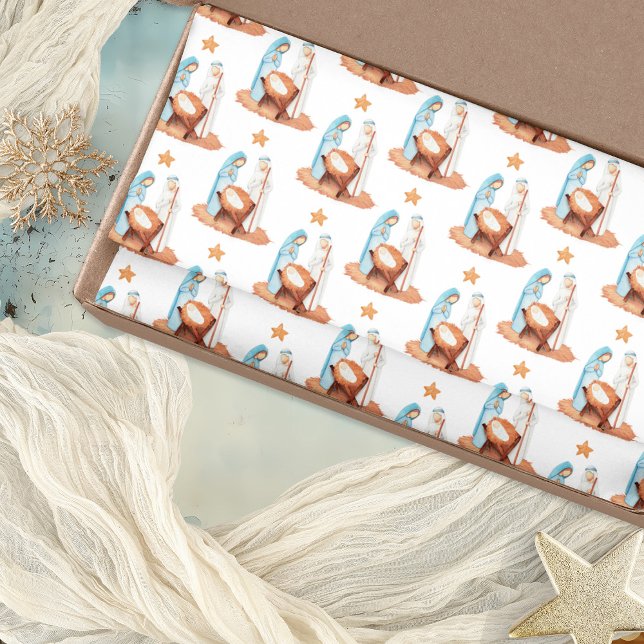 Papier Mousseline Motif de la crèche Mary Joseph Jesus Noël (Nativity Scene Tissue paper)
