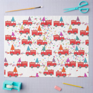 Papier Mousseline Motif de la Fête du Camion Rouge