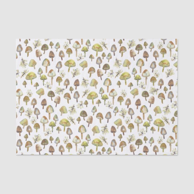 Papier Mousseline Motif de la forêt de l'aquarelle des champignons m (Recto)