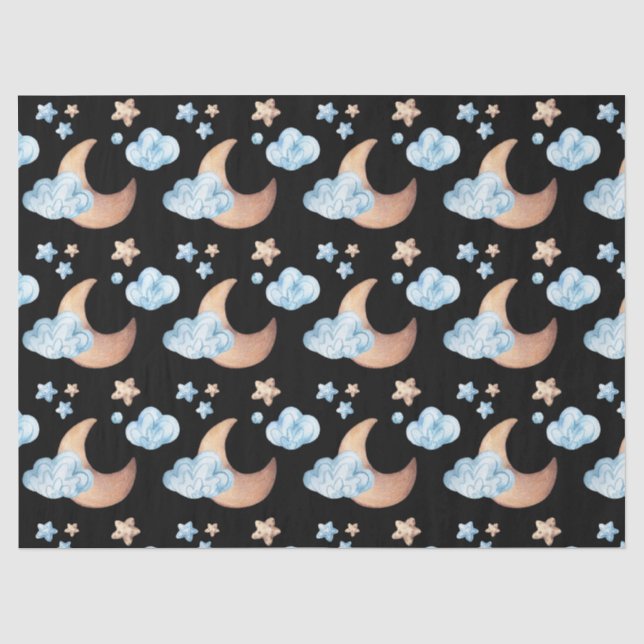 Papier Mousseline Motif de la lune de cuivre et des étoiles (Recto)