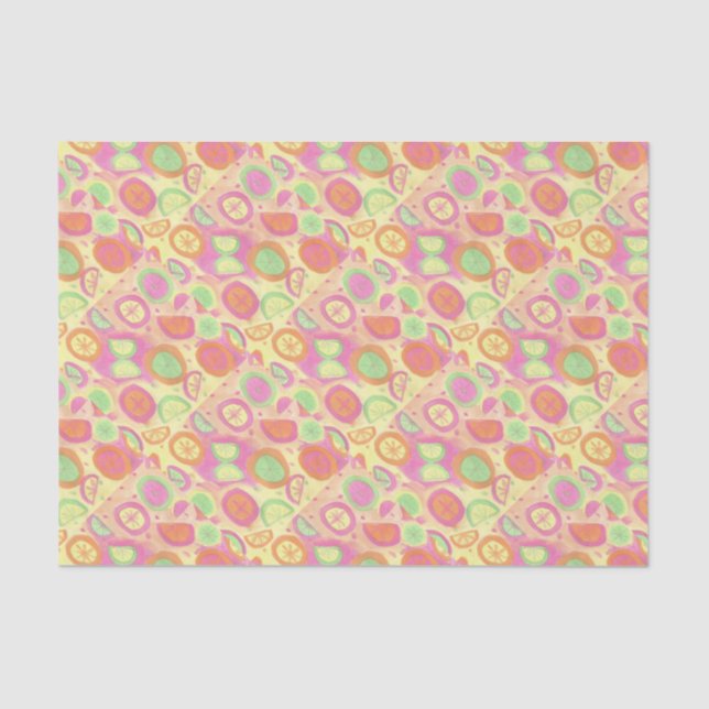 Papier Mousseline Motif de limonade rose (Recto)