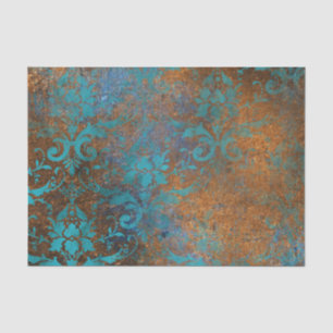 Papier Mousseline Motif de luxe décoratif floral marron bleu grunge