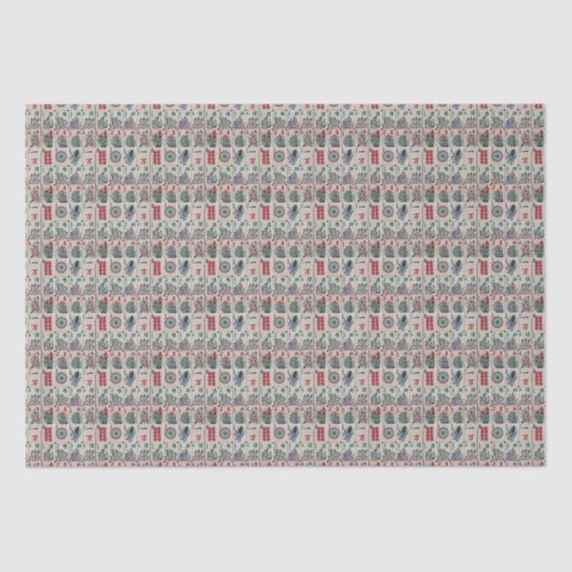 Papier Mousseline Motif de Mahjong Tiles (Recto)