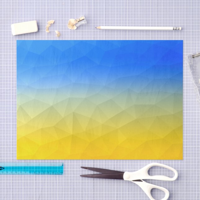 Papier Mousseline Motif de maillage géométrique bleu jaune Ukraine (Artisanat)
