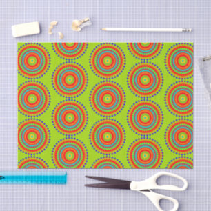 Papier Mousseline Motif de mandala concentrique boho vibrant