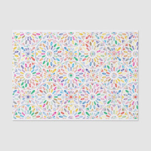 Papier Mousseline Motif de Mandala en mosaïque colorée