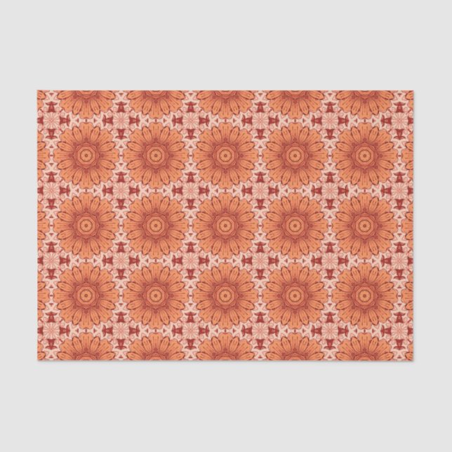 Papier Mousseline Motif de marguerite géométrique en Mandarin Orange (Recto)