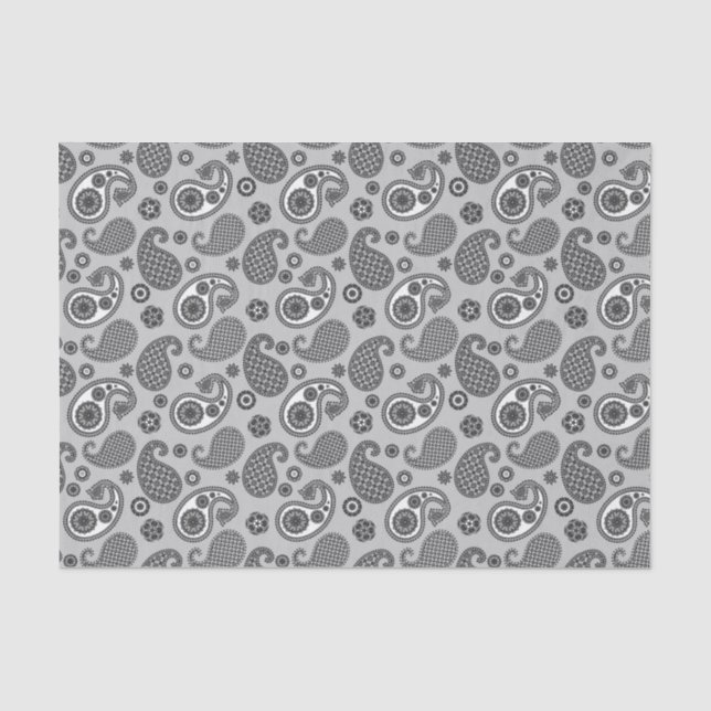 Papier Mousseline Motif de marguerite, gris, noir et blanc (Recto)