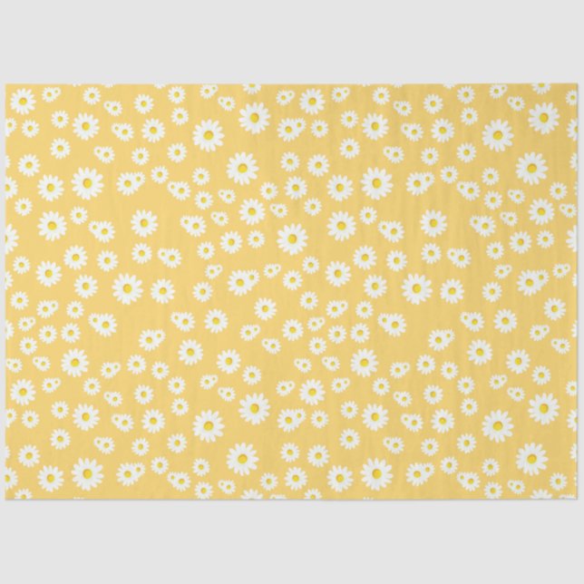 Papier Mousseline Motif de marguerites de printemps de Boho jaune (Recto)