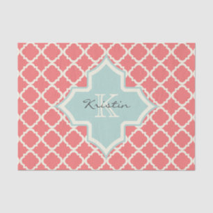 Papier Mousseline Motif de menthe de corail de Quatrefoil de