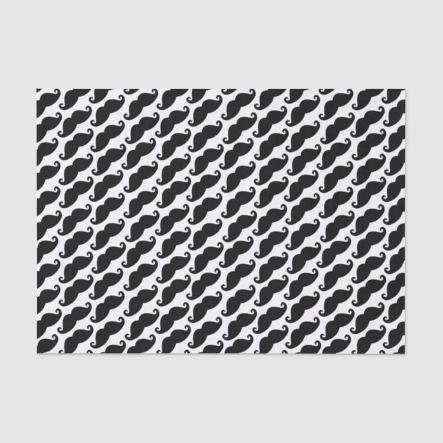 Papier Mousseline Motif de moustache blanc et noir (Recto)