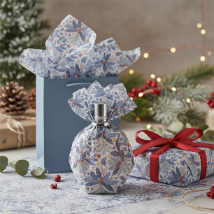 Papier Mousseline Motif de Noël bleu #17 ID1009