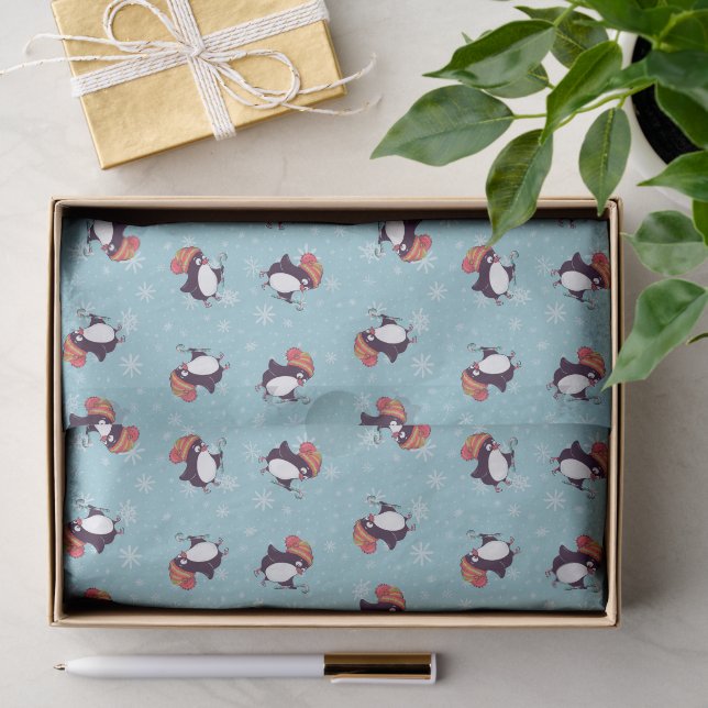 Papier Mousseline Motif de Noël de Pingouin de flocon bleu (Cadeau)
