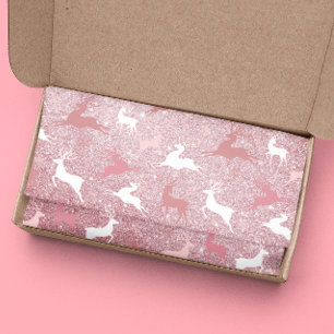 Papier Mousseline Motif de Noël de renne pailleté