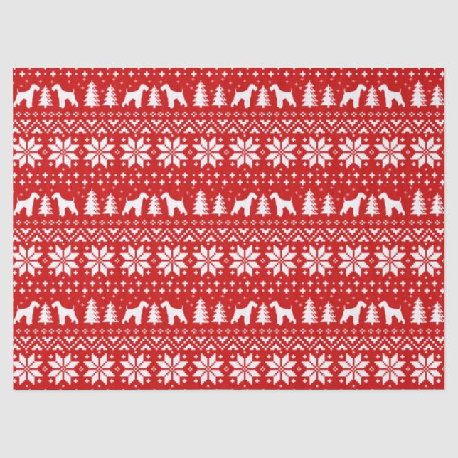 Papier Mousseline Motif de Noël de silhouettes d'Airedale Terrier (Recto)