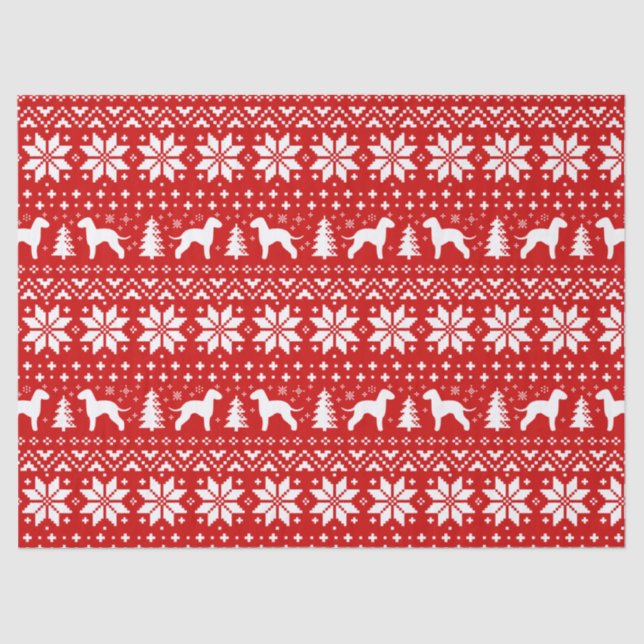 Papier Mousseline Motif de Noël de silhouettes de Bedlington Terrier (Recto)