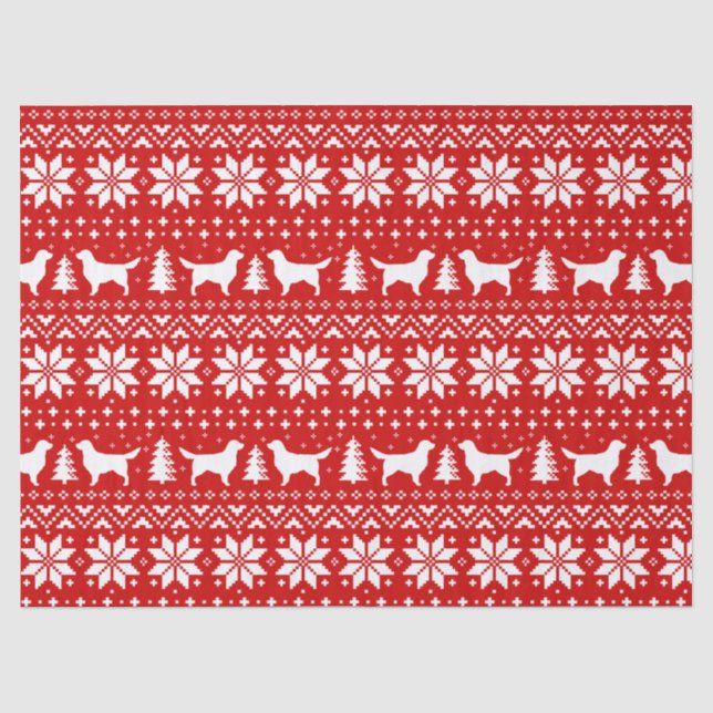 Papier Mousseline Motif de Noël de silhouettes de golden retriever (Recto)