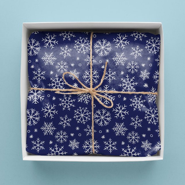 Papier Mousseline Motif de Noël des flocons de neige bleus (Créateur téléchargé)