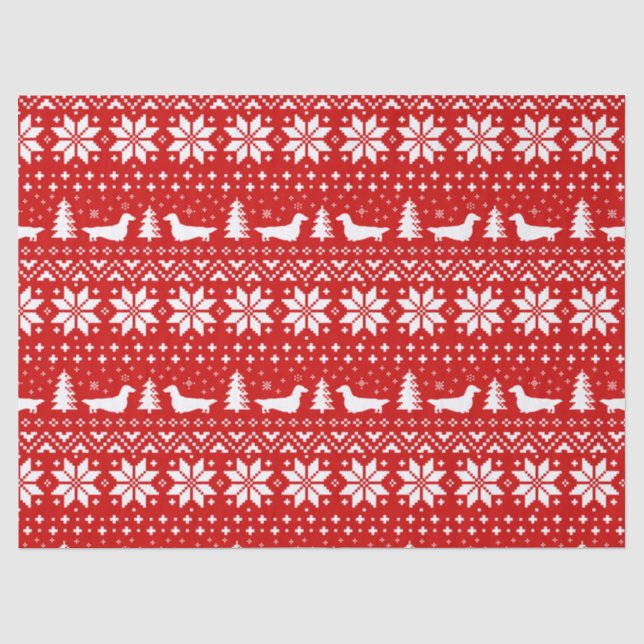 Papier Mousseline Motif de Noël des silhouettes de Dachshund (Recto)