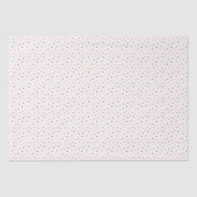 Papier Mousseline Motif de Noël Pois rouge, rose et vert (Recto)