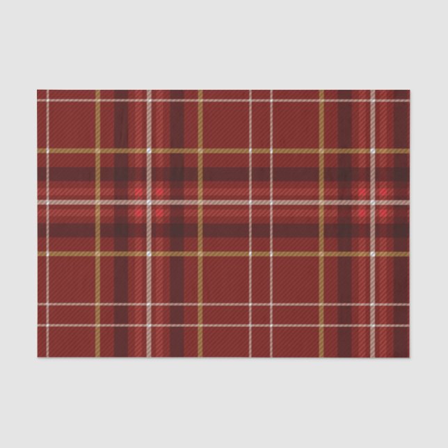 Papier Mousseline Motif de Noël Red Gold Plaid (Recto)