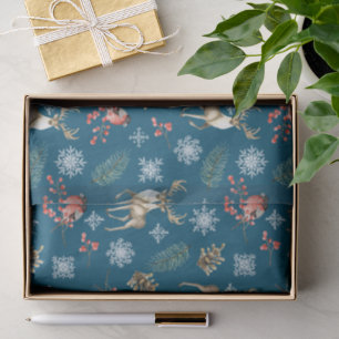 Papier Mousseline Motif de Noël Reindeer Stag et Bird Woodland