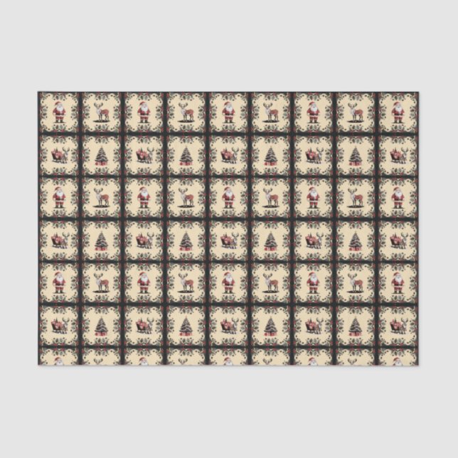 Papier Mousseline Motif de Noël rétro (Recto)